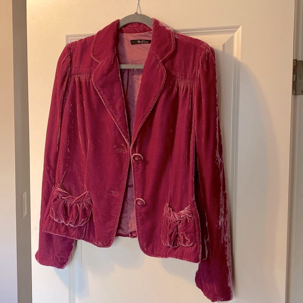 Nic + Zoe Silk Velvet Pink Blazer Jacket size XL